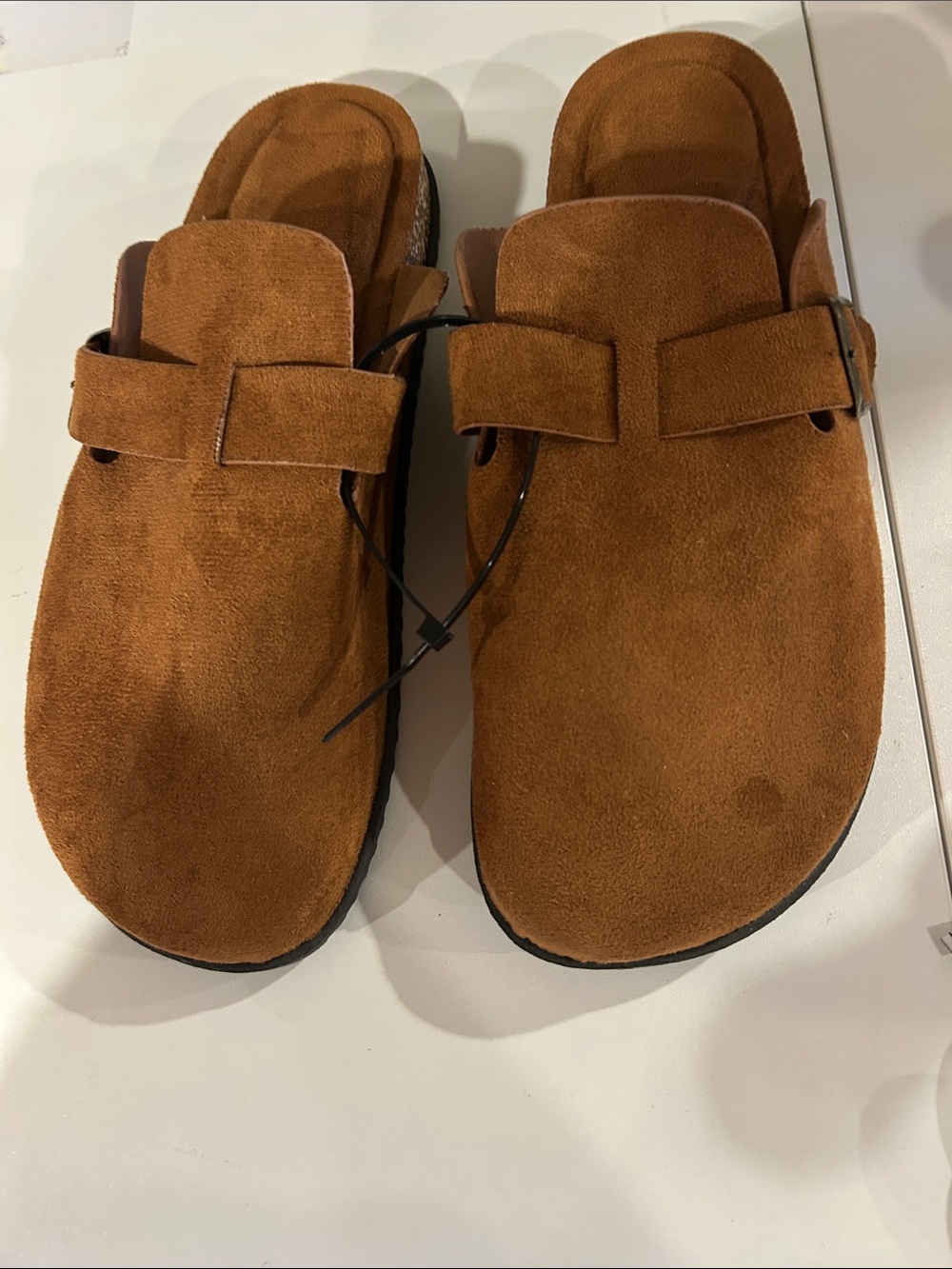 North Western Men's Suede-like Slide Sandals with Adjustable Strap in Tan